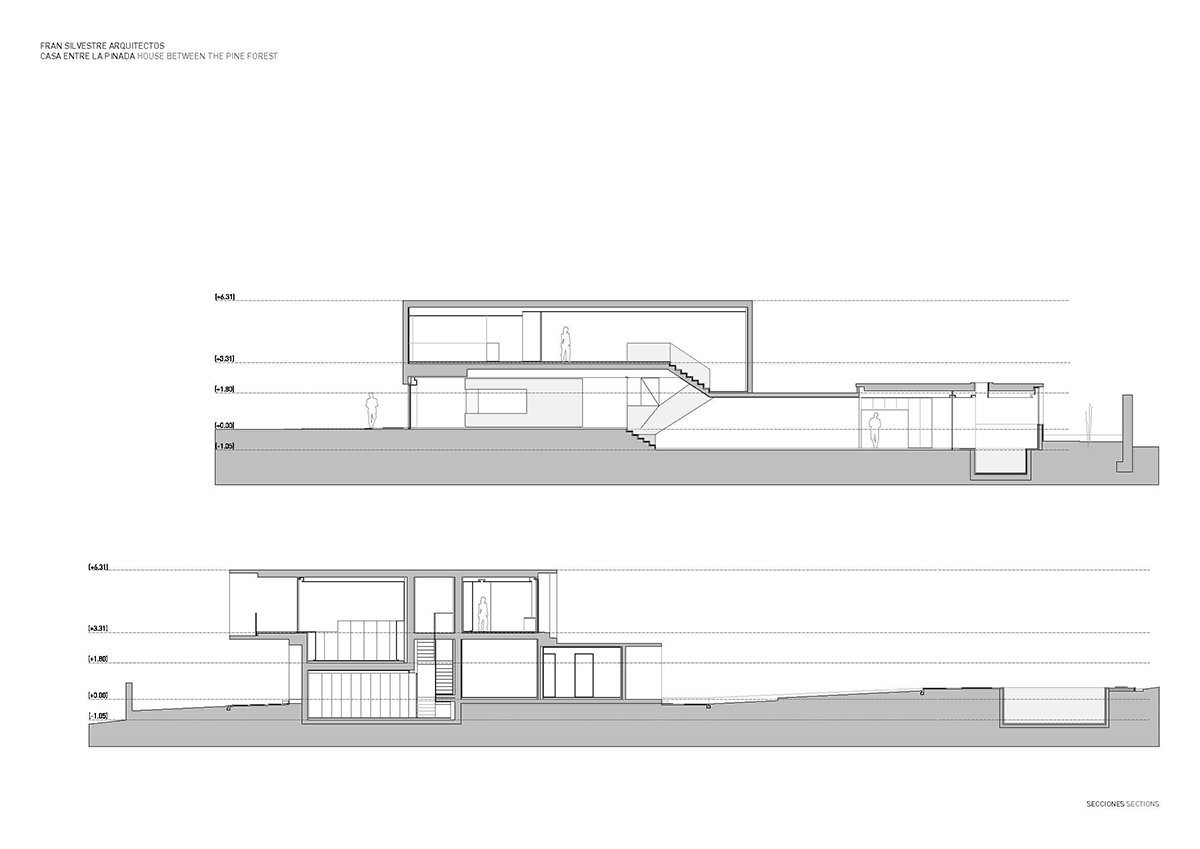 Fran Silvestre Arquitectos completes a volume-shifting house between the pine forest of Spain