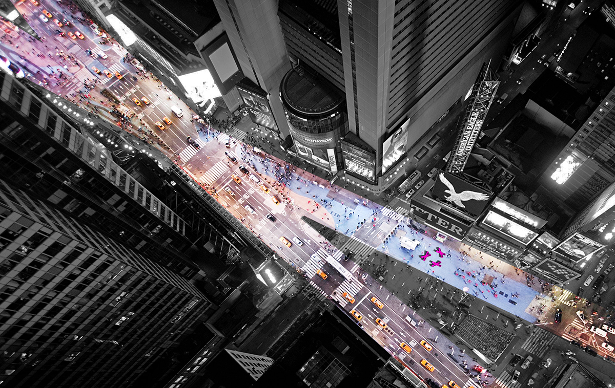 Jürgen Mayer H revives New York Times Square with X-shaped outdoor loungers