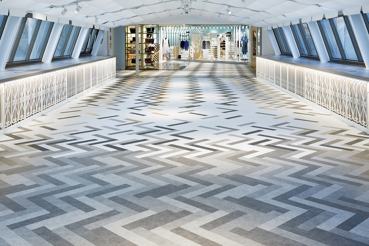 Nendo designed women’s fashion floor of Seibu Shibuya department store with zigzag patterns