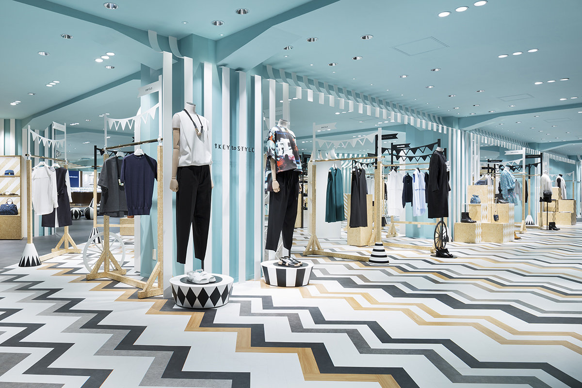 Nendo designed women’s fashion floor of Seibu Shibuya department store with zigzag patterns
