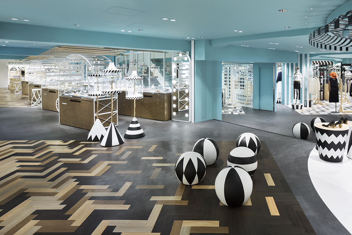 Nendo designed women’s fashion floor of Seibu Shibuya department store with zigzag patterns