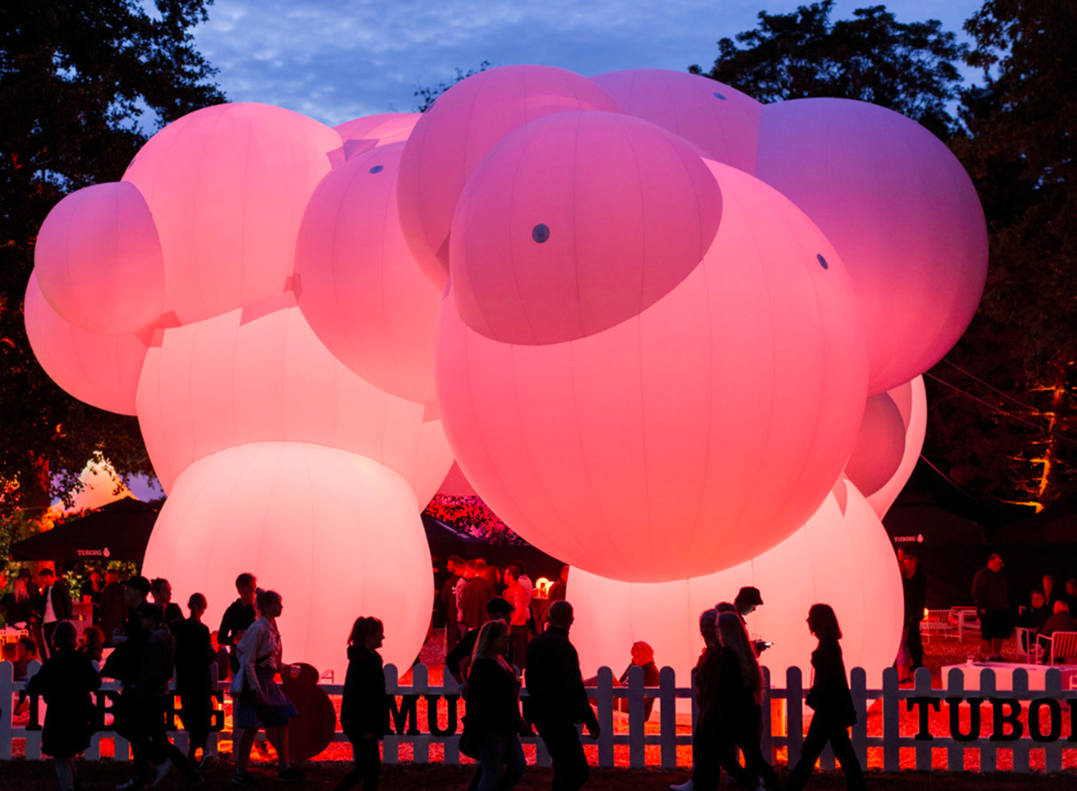 BIG installs a bubble-like cloud pavilion for three Danish Institutions