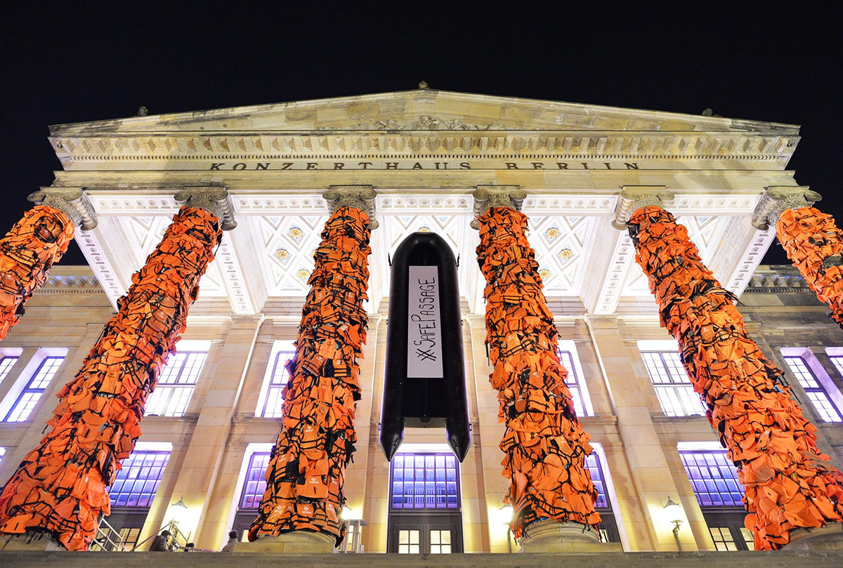 Ai Weiwei brightens Berlin’s Konzerthaus facade with 14,000 refugee life jackets