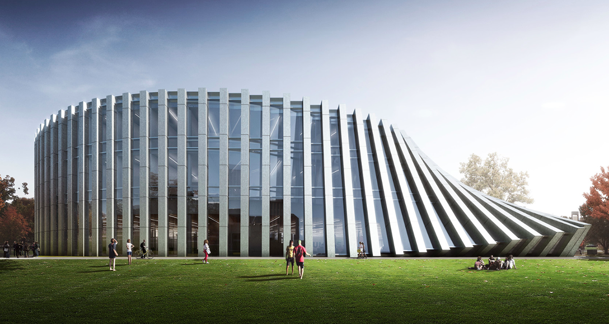 BIG adds twisted semi-transparent building to Isenberg School of Management in Massachusetts