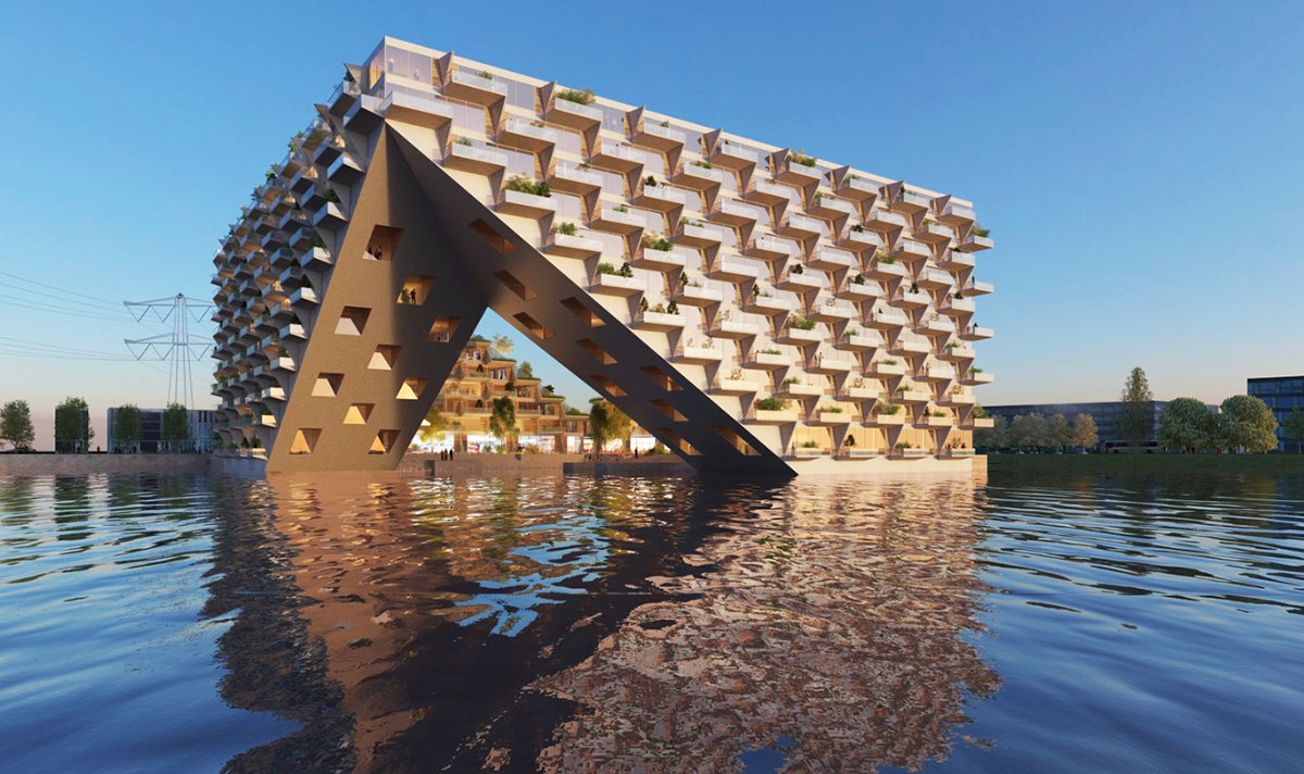 BIG+Barcode Architects’ monumental Gateway  will include zero-energy residences in Amsterdam