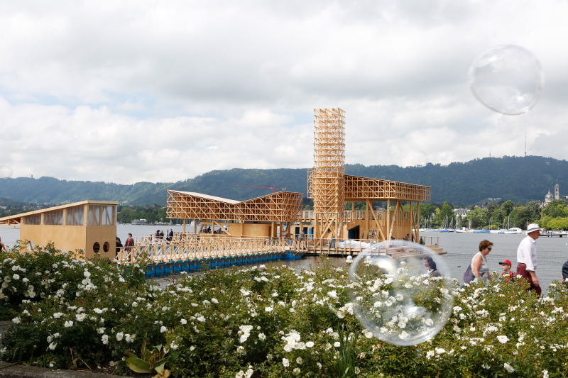 ETH Zurich students set a Floating Timber Island at the heart of Manifesta Art Biennial in Zurich
