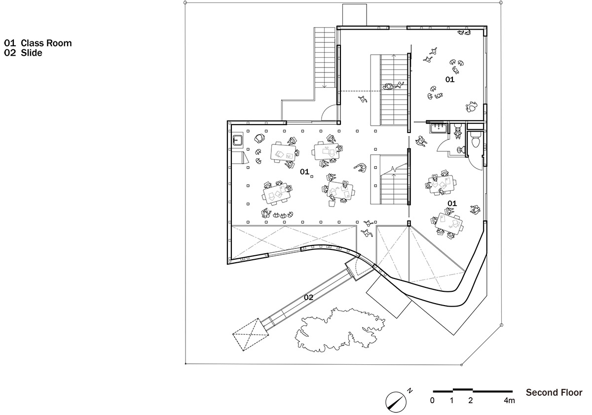 A two-story Japanese house transformed into an amorphous Kindergarten by MAD Architects