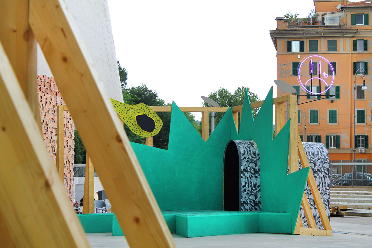 MAXXI Temporary School: Three large-scale sets erasing the boundaries between natural and artificial