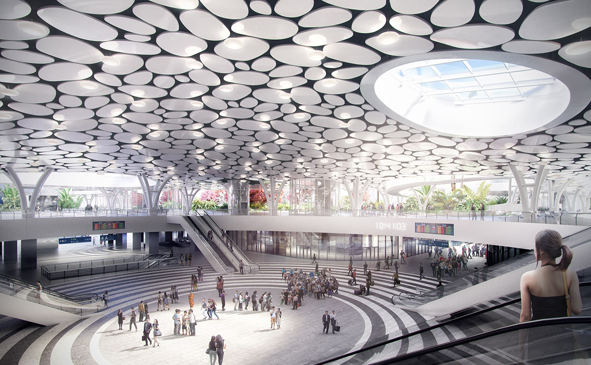 Mecanoo wraps up new Kaohsiung Train Station with organic and landscaped roof canopy in Taiwan
