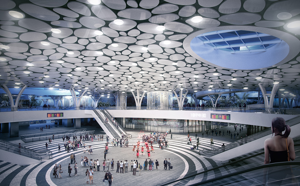 Mecanoo wraps up new Kaohsiung Train Station with organic and landscaped roof canopy in Taiwan