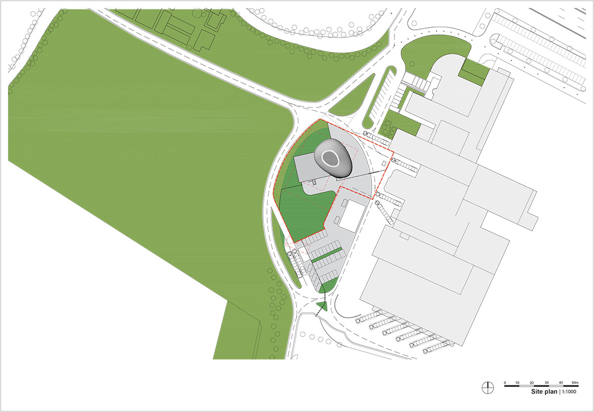 Coop Himmelb(l)au’s House of Bread II uses a box shaped base to carry the curvaceous museum