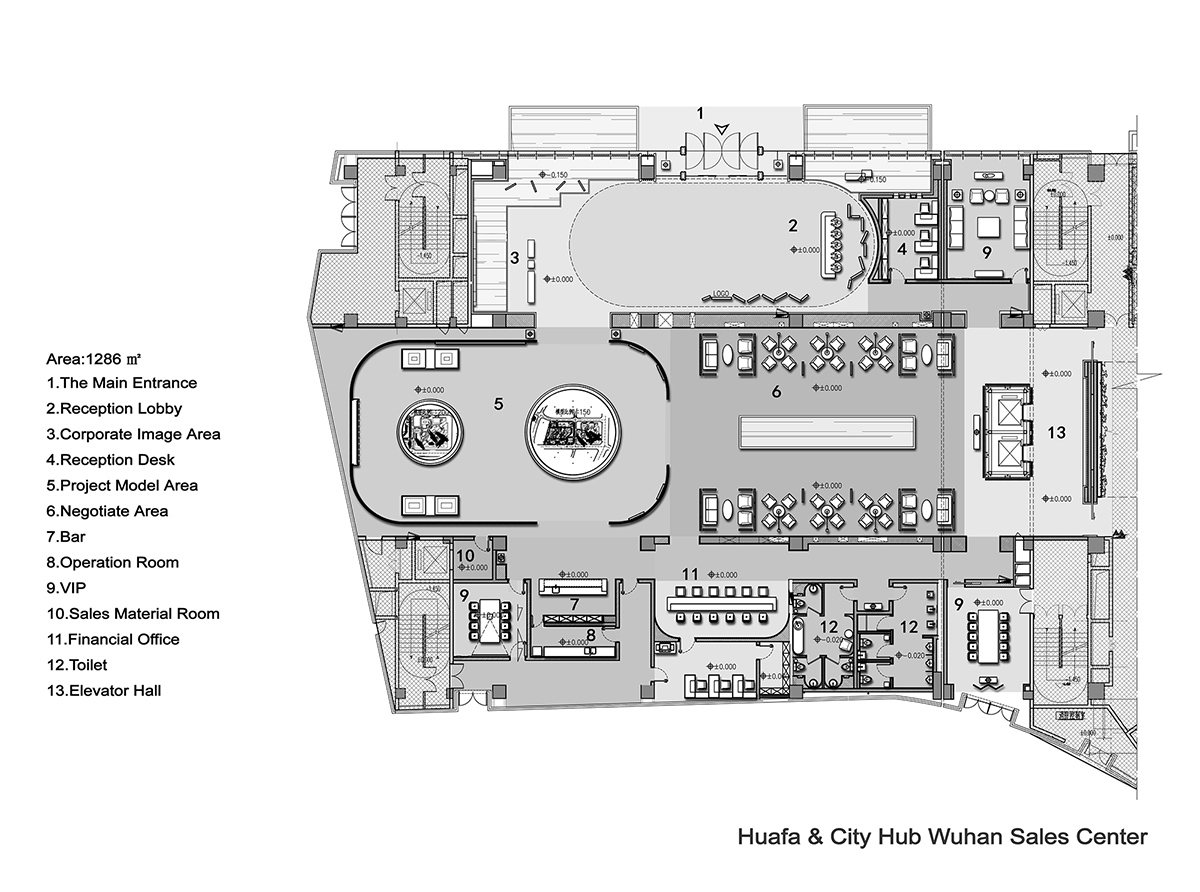 Rongor Design elaborates interior of Huafa & City Hub Wuhan Sales Center with ripplings of water