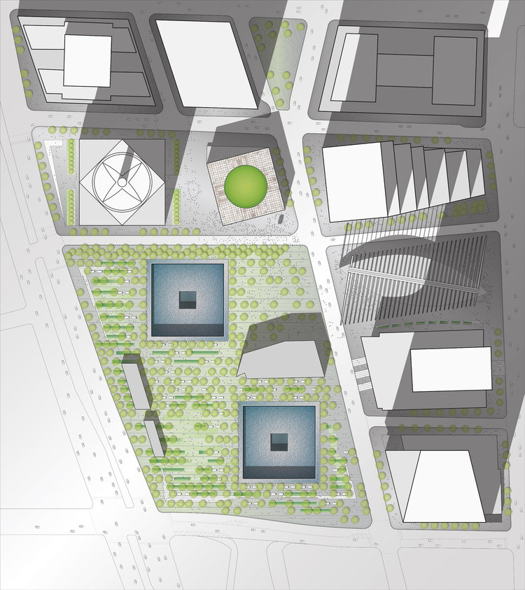 New design shows a veined-marble cutting box for Perelman Performing Arts Center released by REX