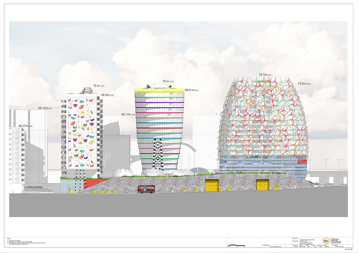 aLL Design unveils new trio-towers wrapped by distinctive articulations in Brentford district