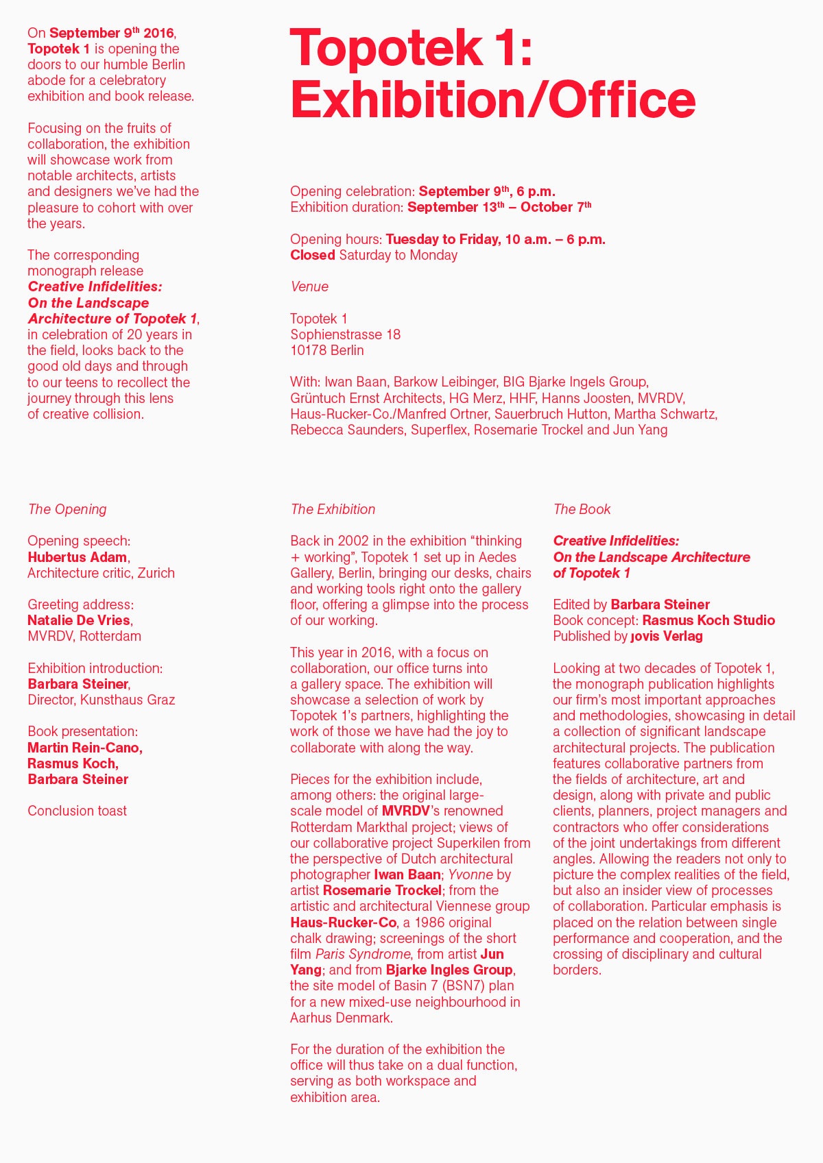 BIG, MVRDV, Iwan Baan, Martha Schwartz at the opening of Topotek 1&rsquo;s Exhibition/Office in Berlin