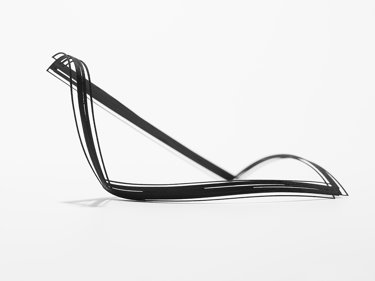 Nendo’s 3D-printed sketchy objects create pure outlines of a paper exhibited at Creation Gallery