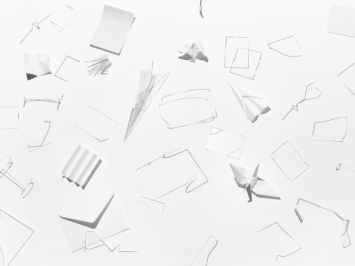Nendo’s 3D-printed sketchy objects create pure outlines of a paper exhibited at Creation Gallery