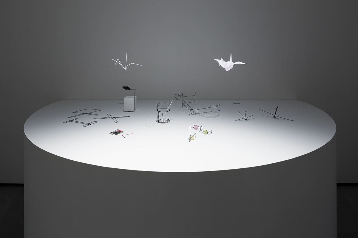 Nendo’s 3D-printed sketchy objects create pure outlines of a paper exhibited at Creation Gallery