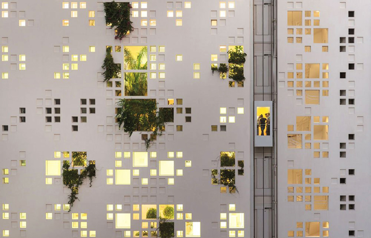 Jean Nouvel’s ’White Walls’ is a vertical landscape tower dominated by pixelated facade in Cyprus