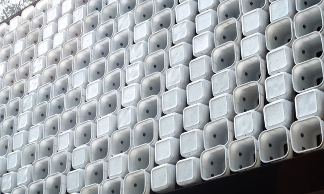 This Microlibrary was made out of 2,000 recycled ice cream buckets in Indonesia