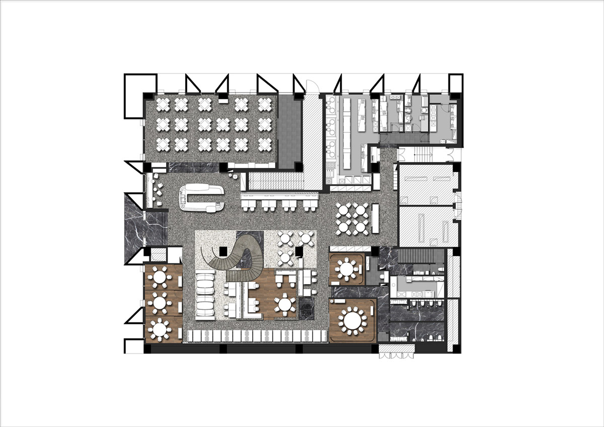 FUNUN LAB completes restaurant with ribbon-like red sculptural staircase in Beijing