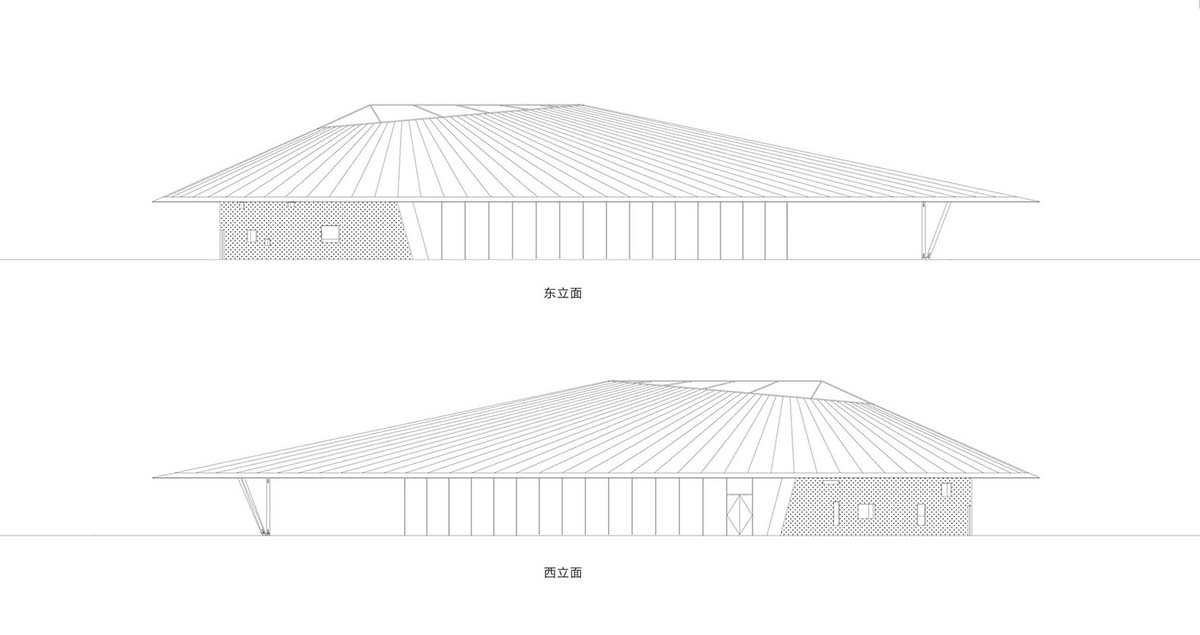 Ruf Architects' exhibition gallery features water drop-shaped roof overlooking the Yongding River