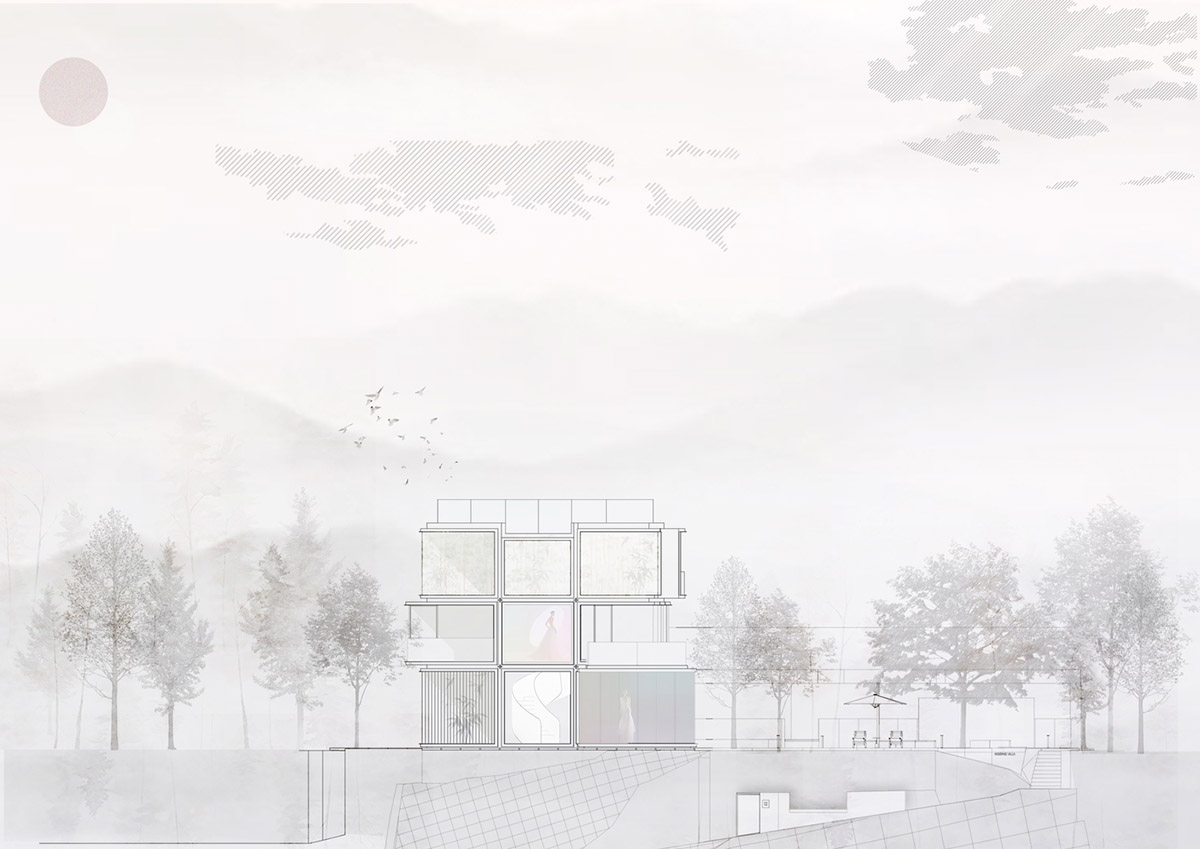 Cube Hotel, made of black skeleton, provides equal space to each room overlooking bamboo forests