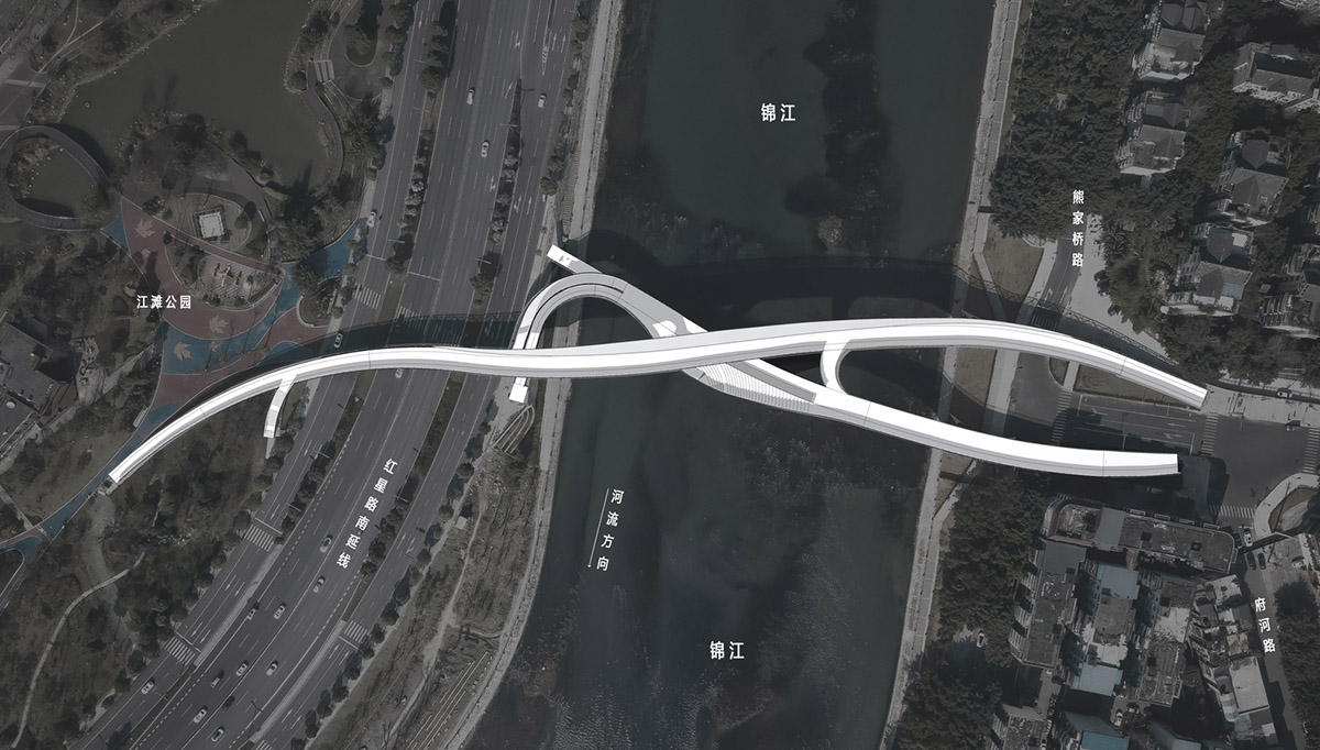 SCSJ completes intertwined and wavy pedestrian bridge in Chengdu, China