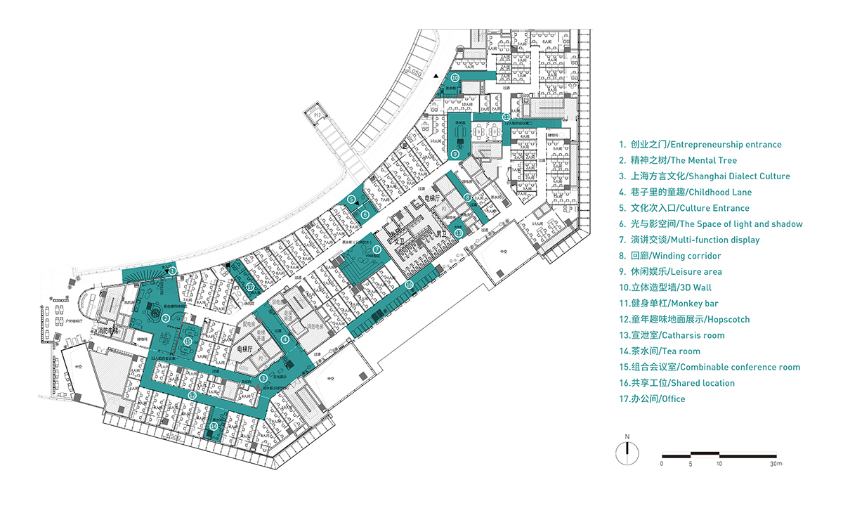 GWP Architects completes the interior of a co-working space in Shanghai