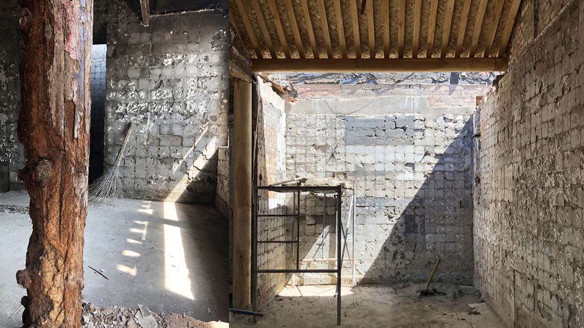 Linkchance Architects creates coffee store and art studio with golden metallic interiors in Beijing