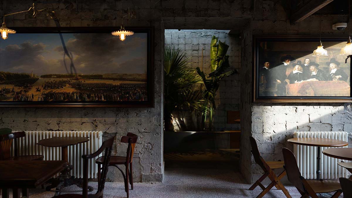 Linkchance Architects creates coffee store and art studio with golden metallic interiors in Beijing