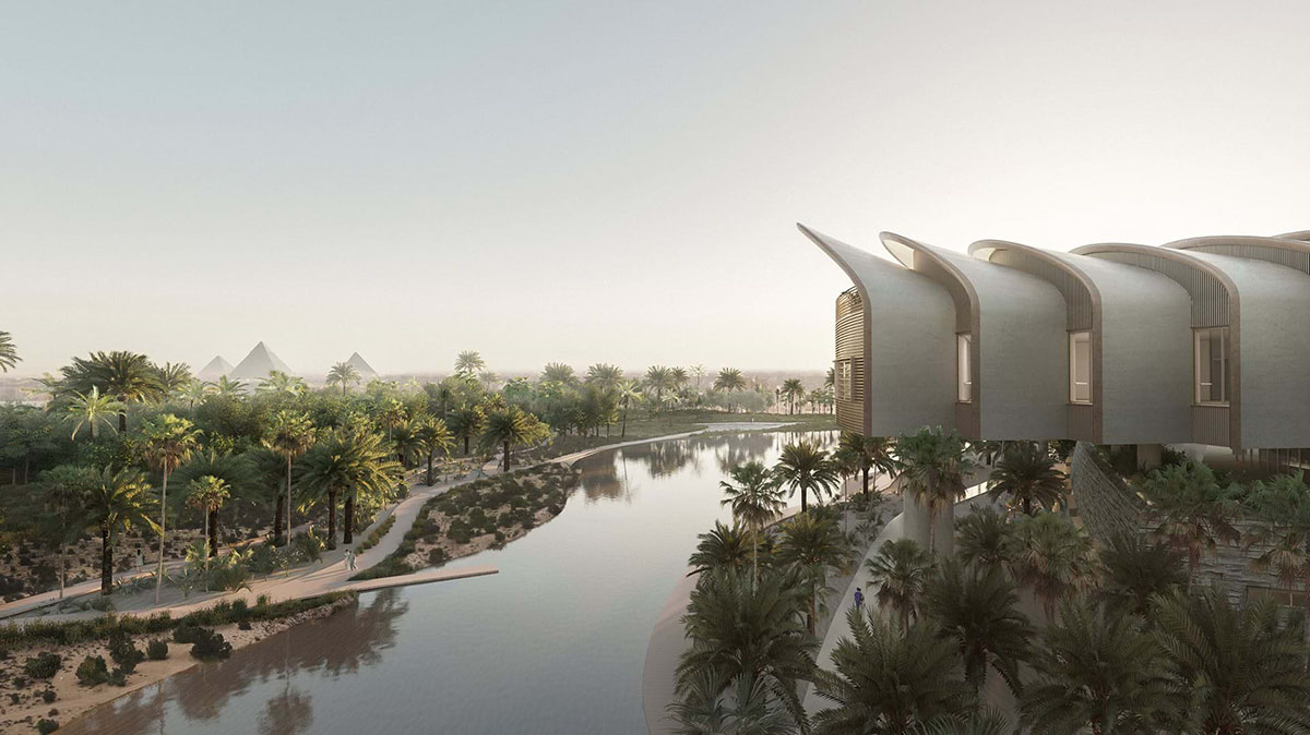 Foster + Partners' Cairo hospital, featuring warm colours and shell-like roofs, starts construction