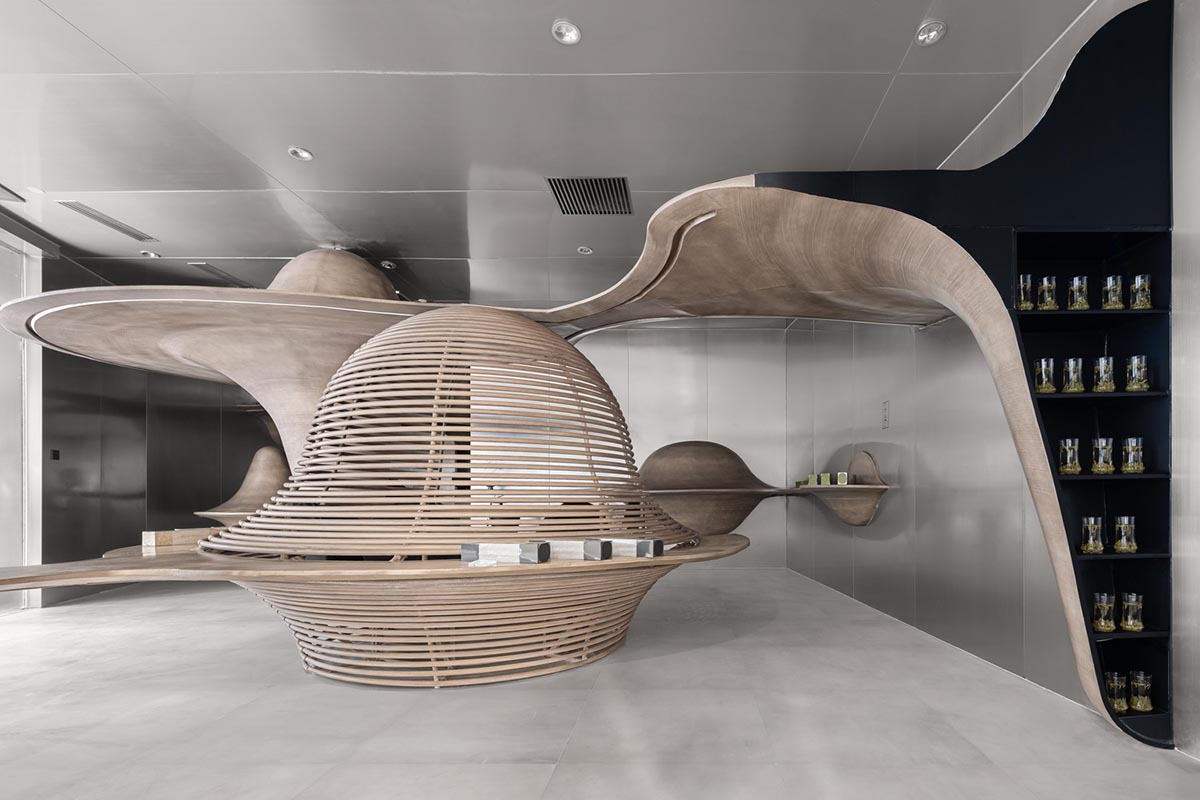 X+Living elevates consumer's tea-drinking experience with mountain-shaped display cabinets