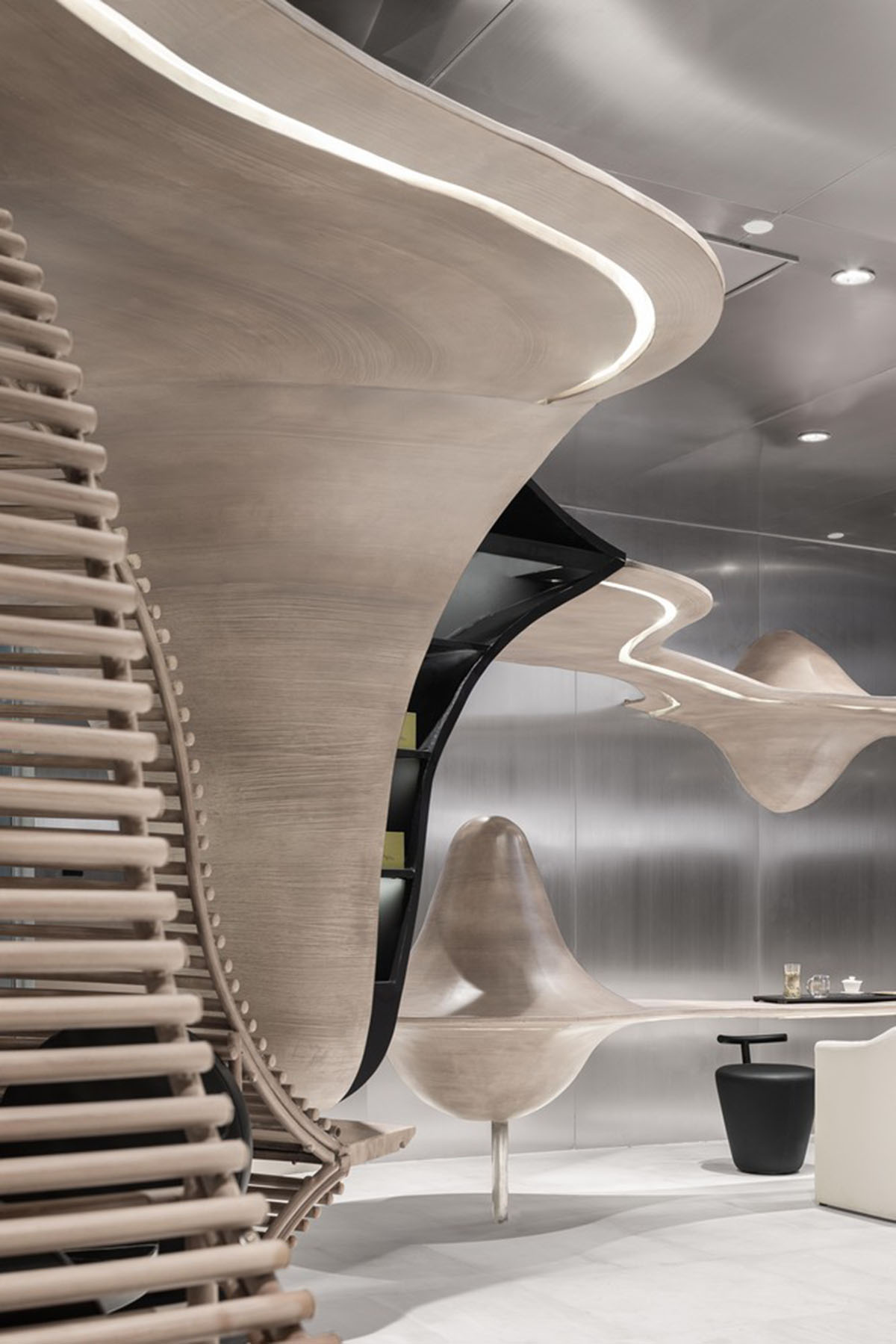 X+Living elevates consumer's tea-drinking experience with mountain-shaped display cabinets