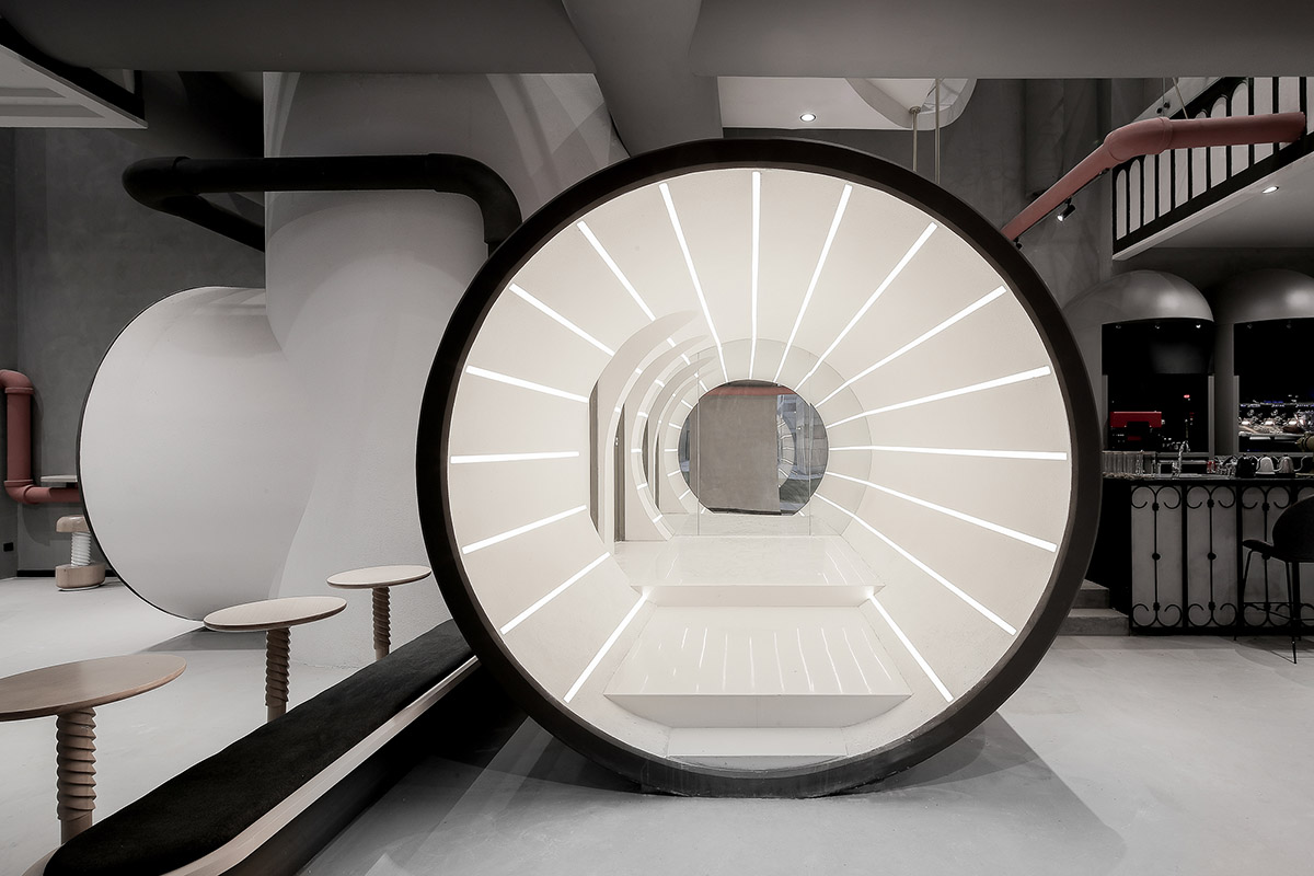 X+Living fills Shanghai's retail and shared office space with rounded details and machine-like rooms