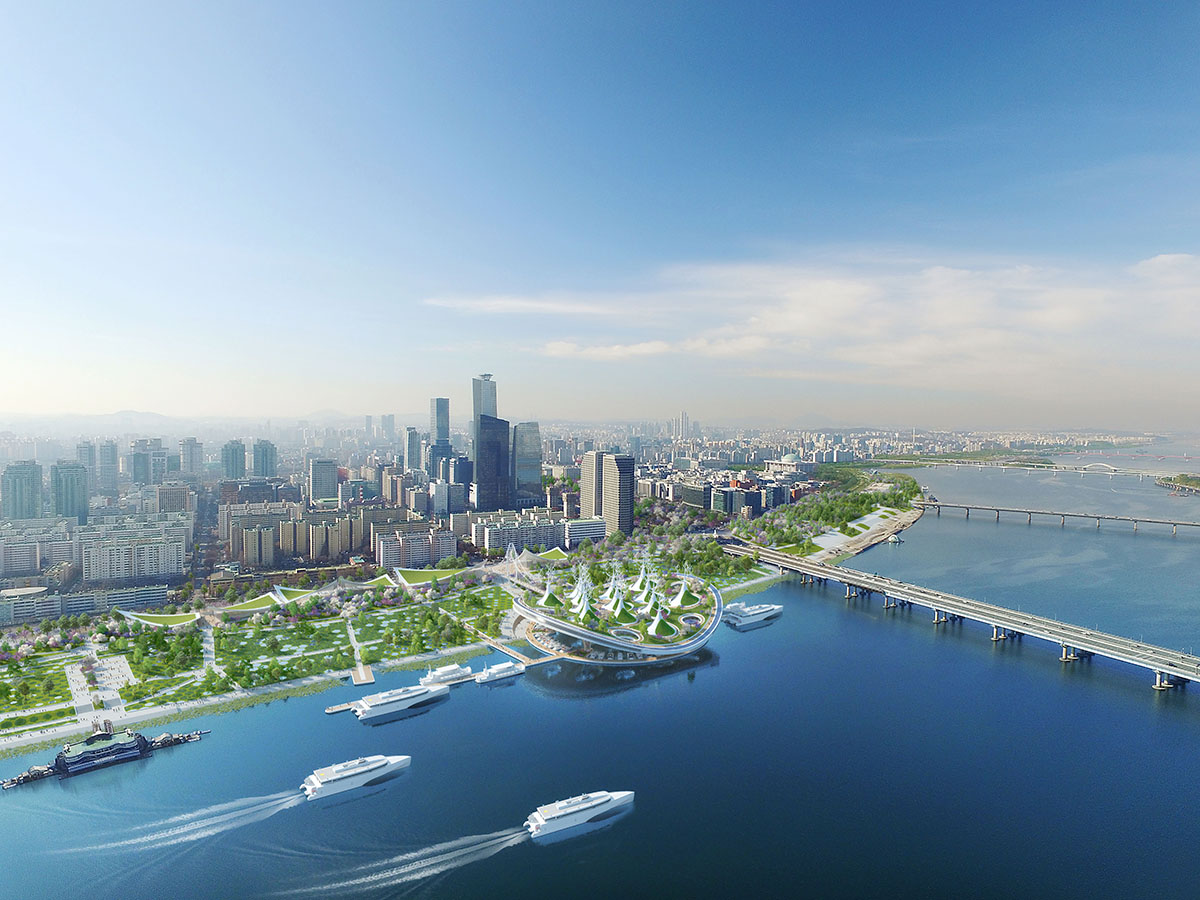 Vincent Callebaut proposes permeable floating landscape to create natural recovery in Seoul’s river