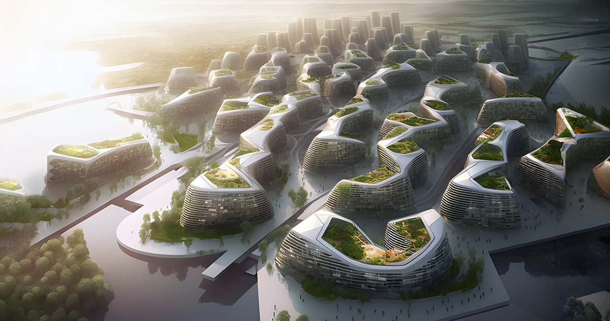 Luca Curci Architects and Tim Fu propose floating city featuring wavy and interconnected platforms
