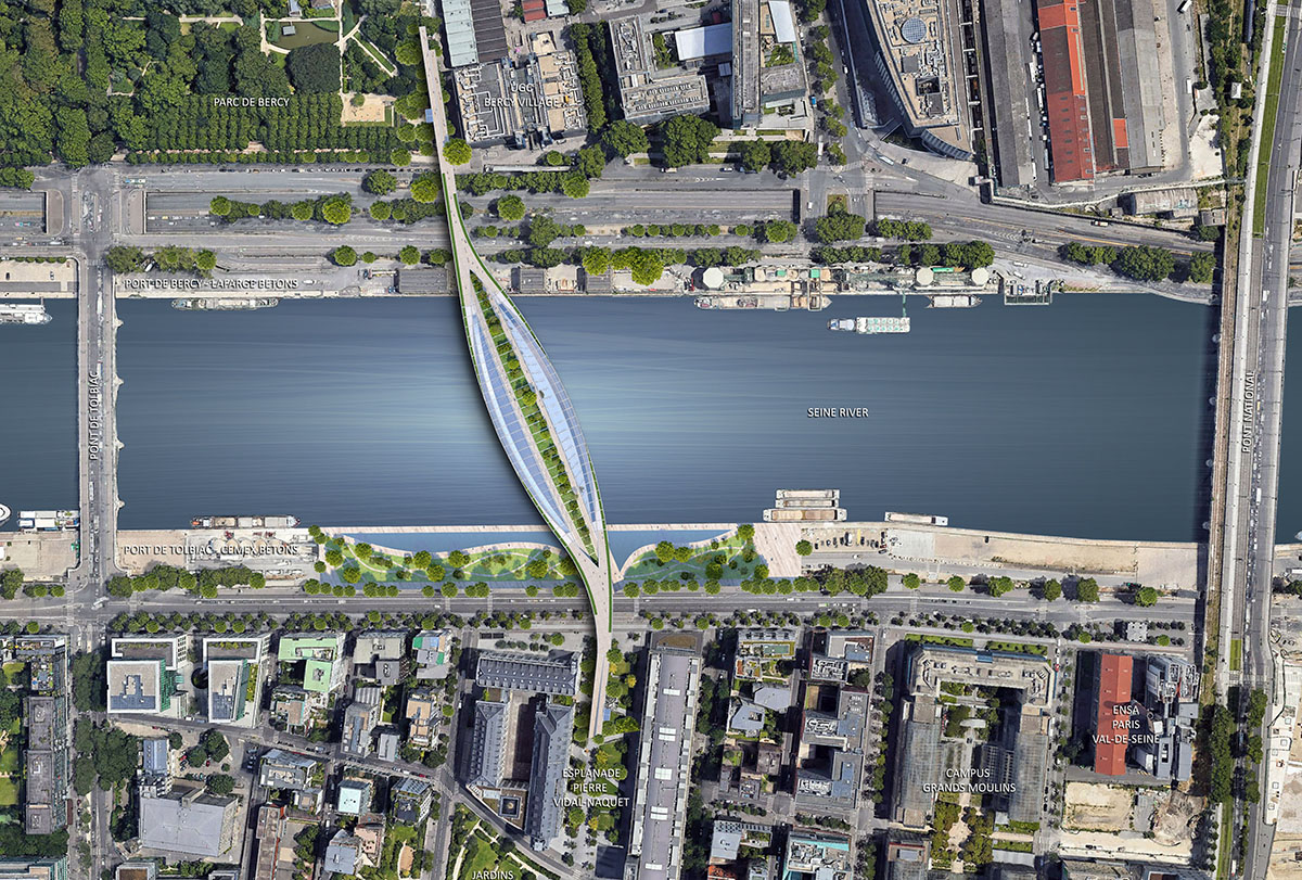 Vincent Callebaut Architectures reveals design for garden footbridge bio-inspired by fish skeleton