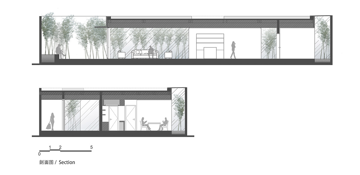 V Studio wraps the whole interior facade of this private residence with bamboo forest in China