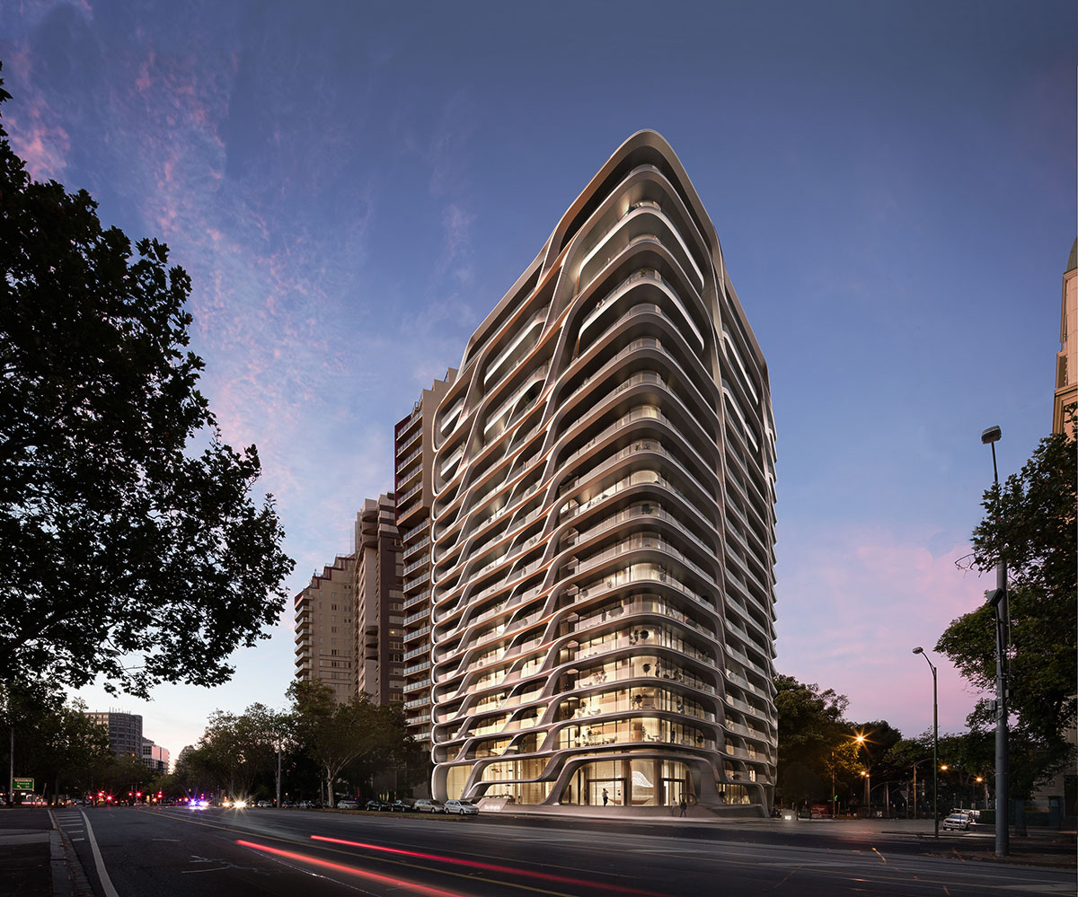Zaha Hadid Architects releases images for a new fluid-formed tower in Melbourne