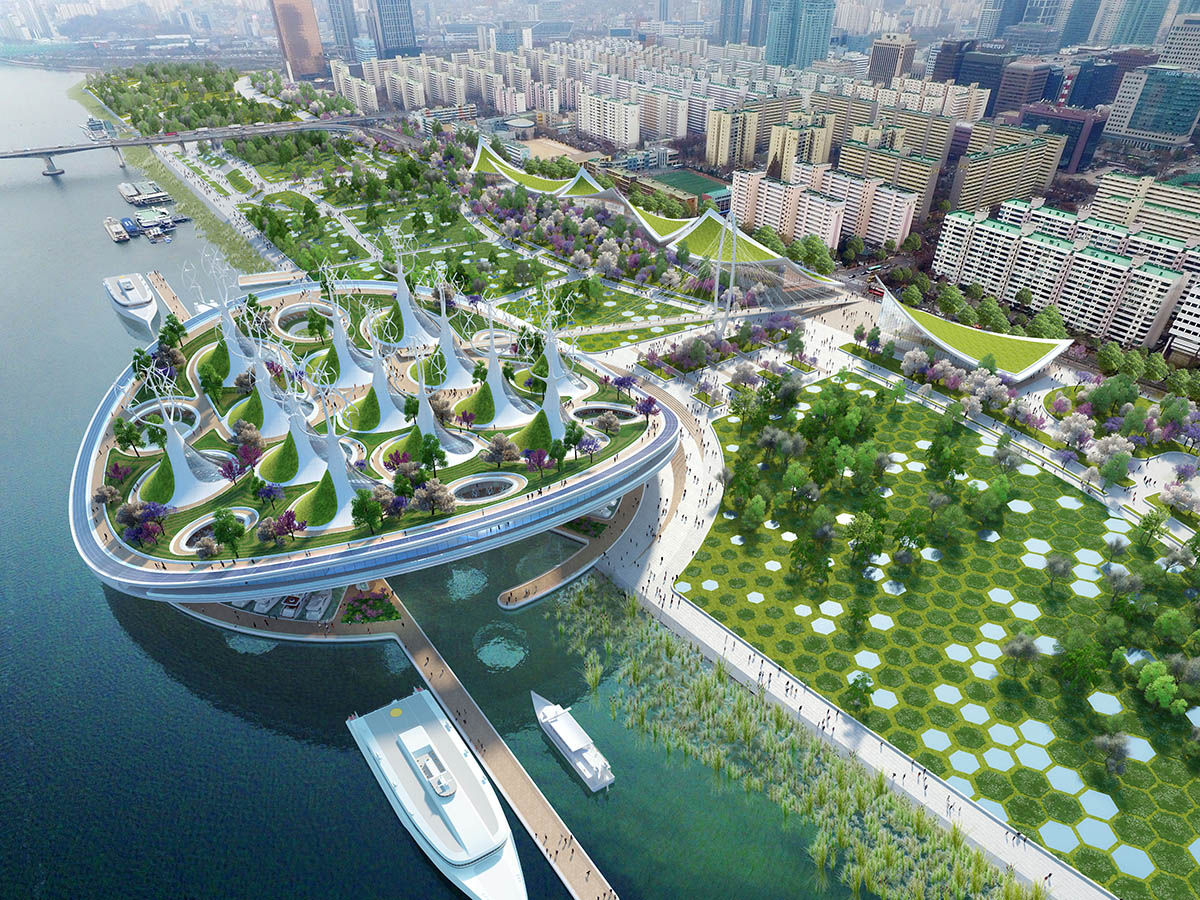 Vincent Callebaut proposes permeable floating landscape to create natural recovery in Seoul’s river