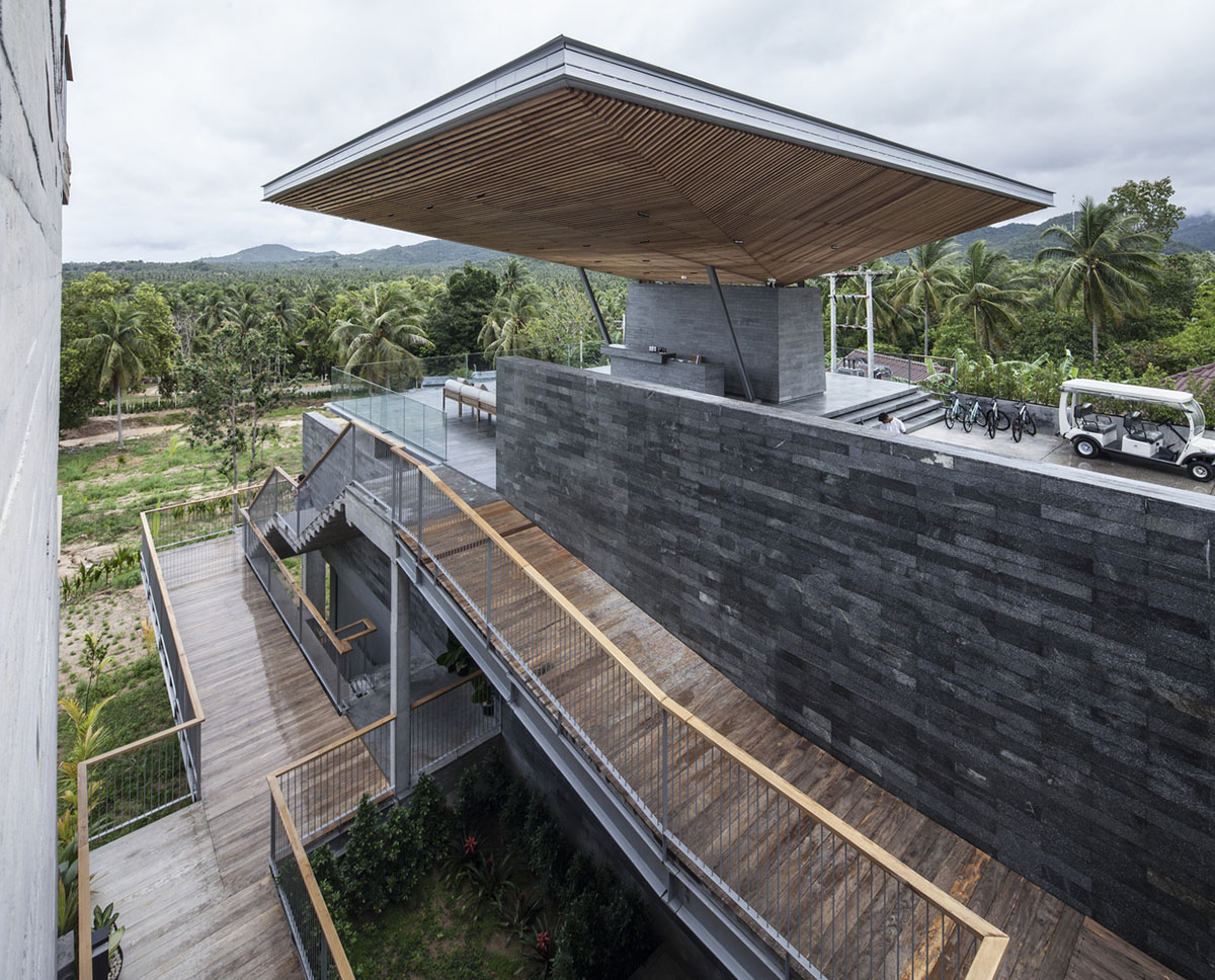 Patchara+ Ornnicha Architecture designs hotel with super elongated balconies on a serene hillside