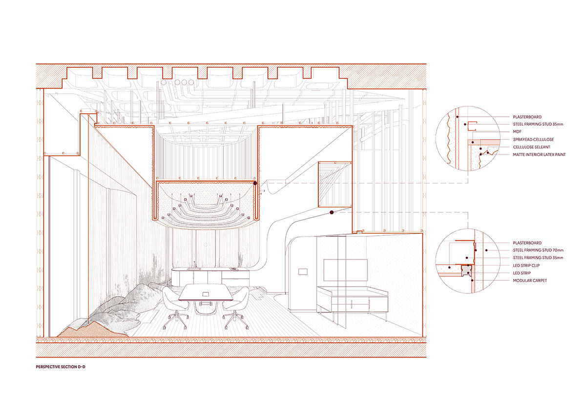 Estudio Ebras and Hause Möbel add orange hues and textures to home and office in Córdoba