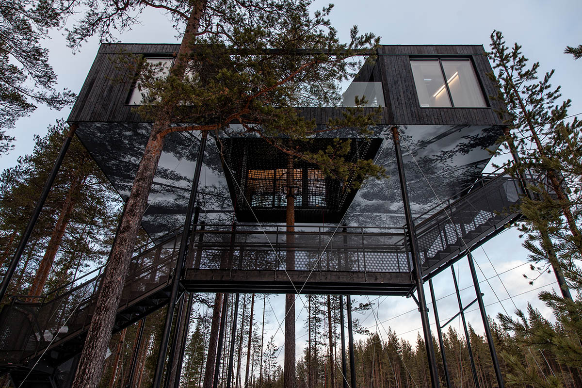 Snøhetta adds a soaring mirrored- cabin to Treehotel in Sweden
