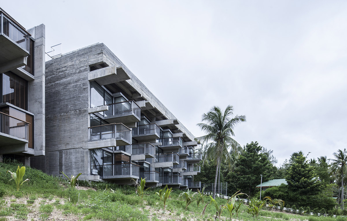 Patchara+ Ornnicha Architecture designs hotel with super elongated balconies on a serene hillside