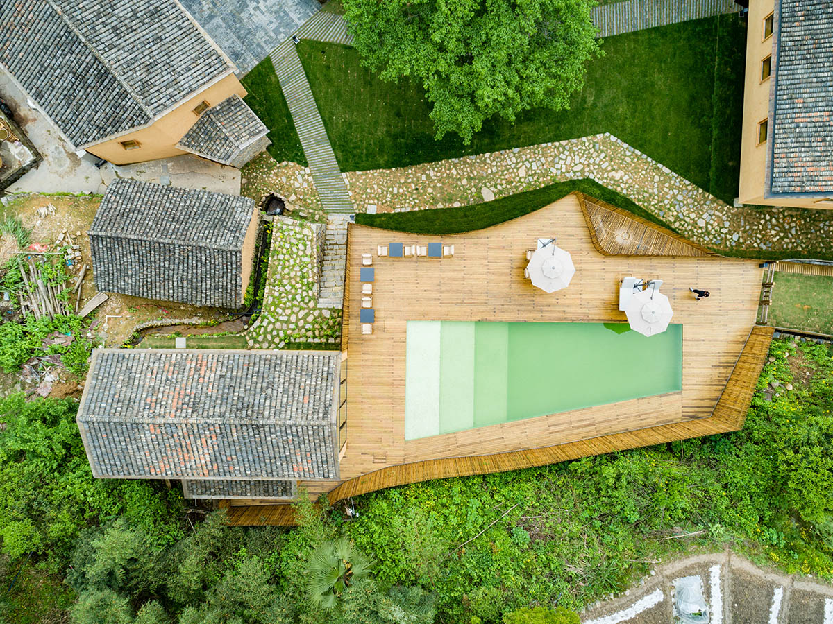 kooo architects built retreat village by using local materials on hills of Zhejiang