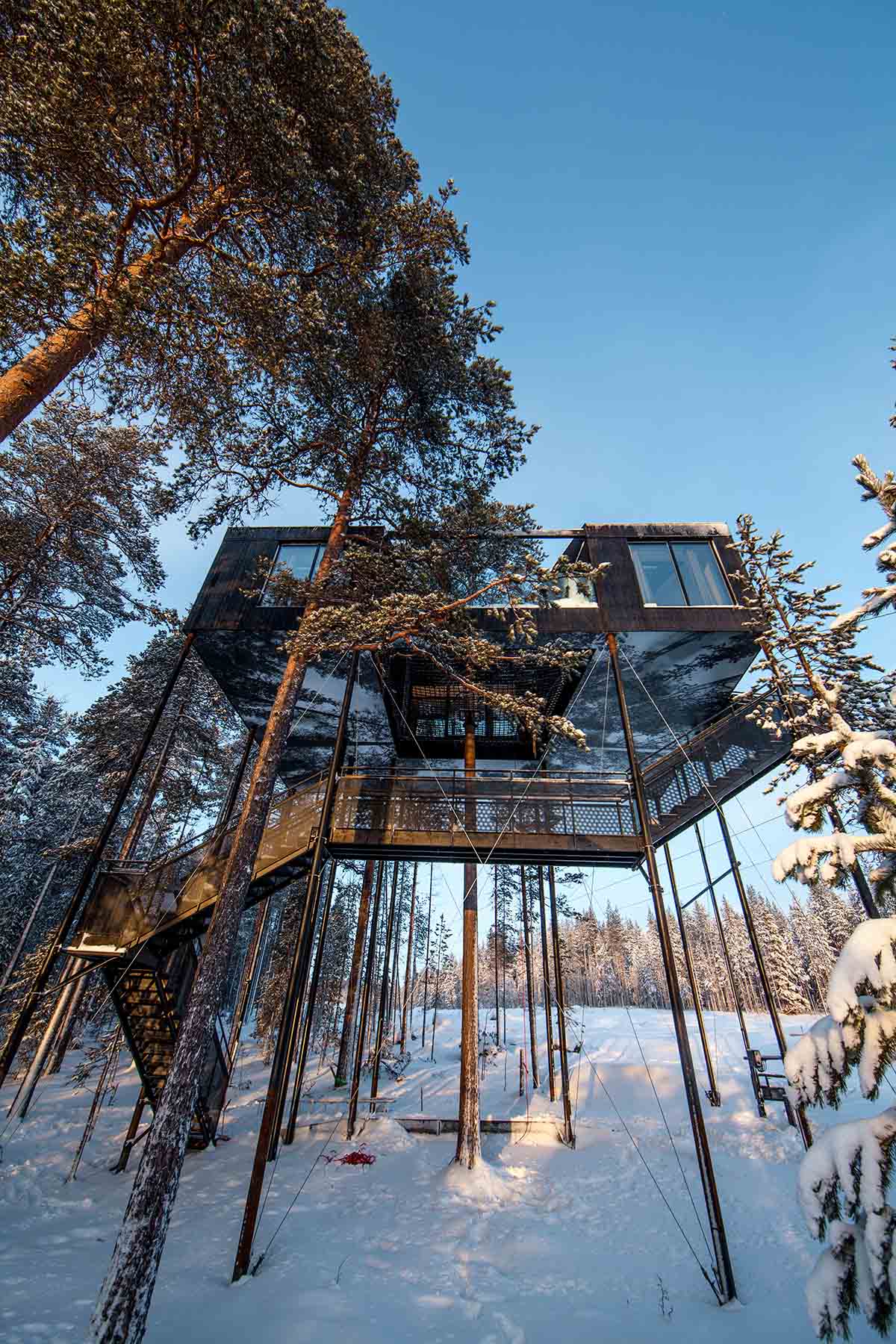 Snøhetta adds a soaring mirrored- cabin to Treehotel in Sweden