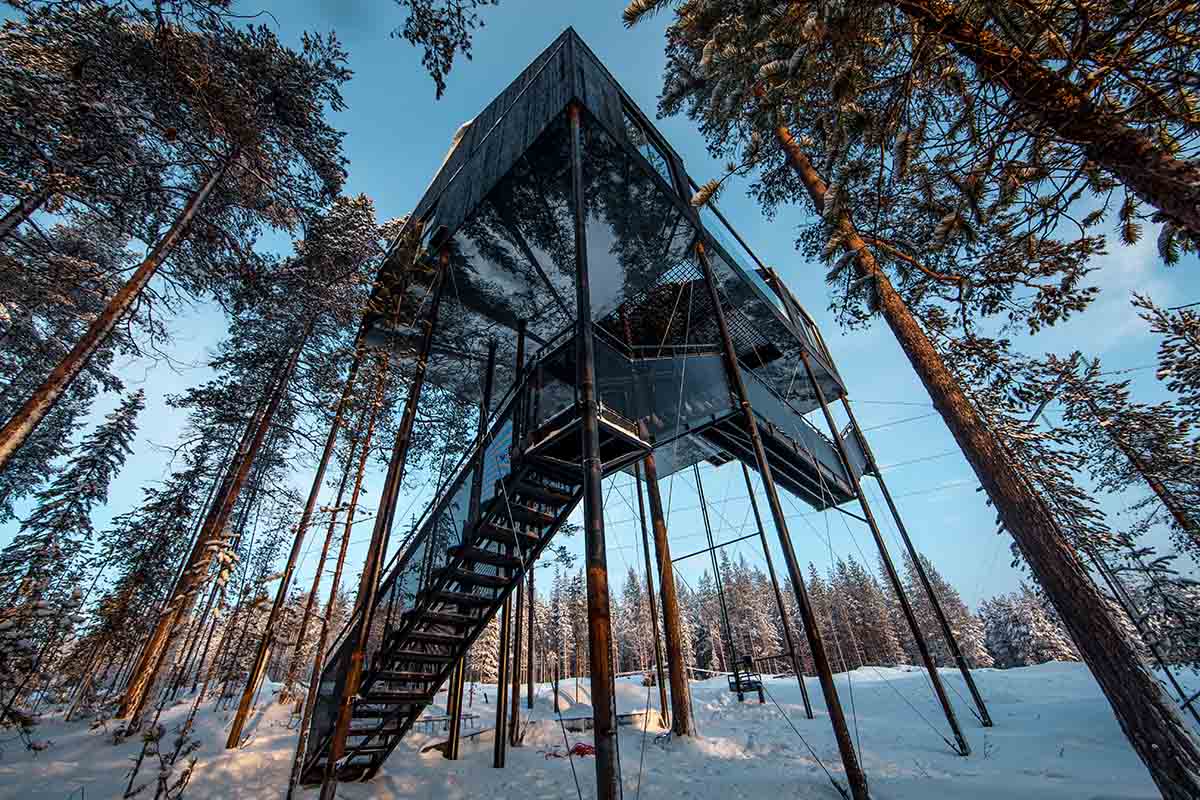 Snøhetta adds a soaring mirrored- cabin to Treehotel in Sweden