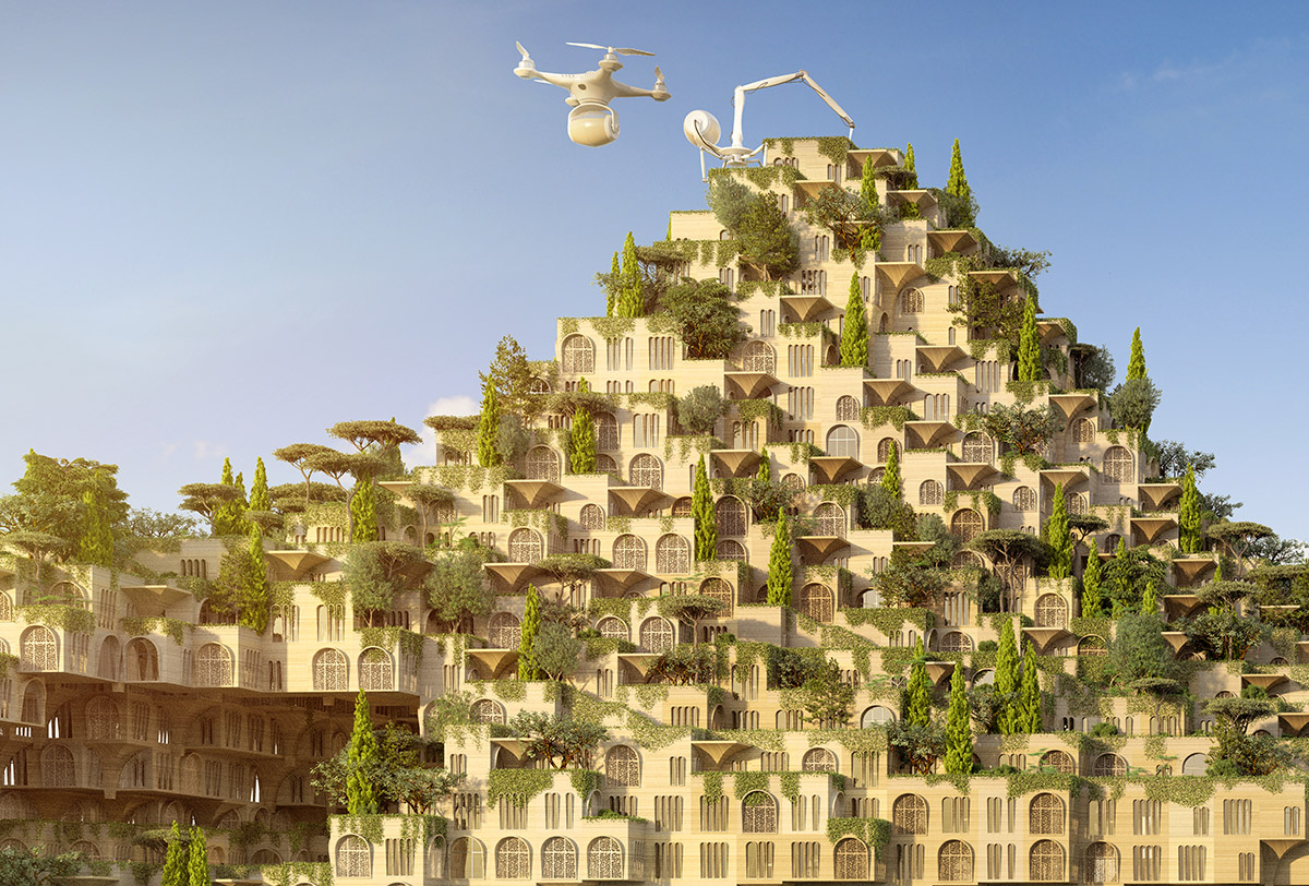 Vincent Callebaut's 5 farming bridges will feature thousands of 3D Printed housing units in Iraq