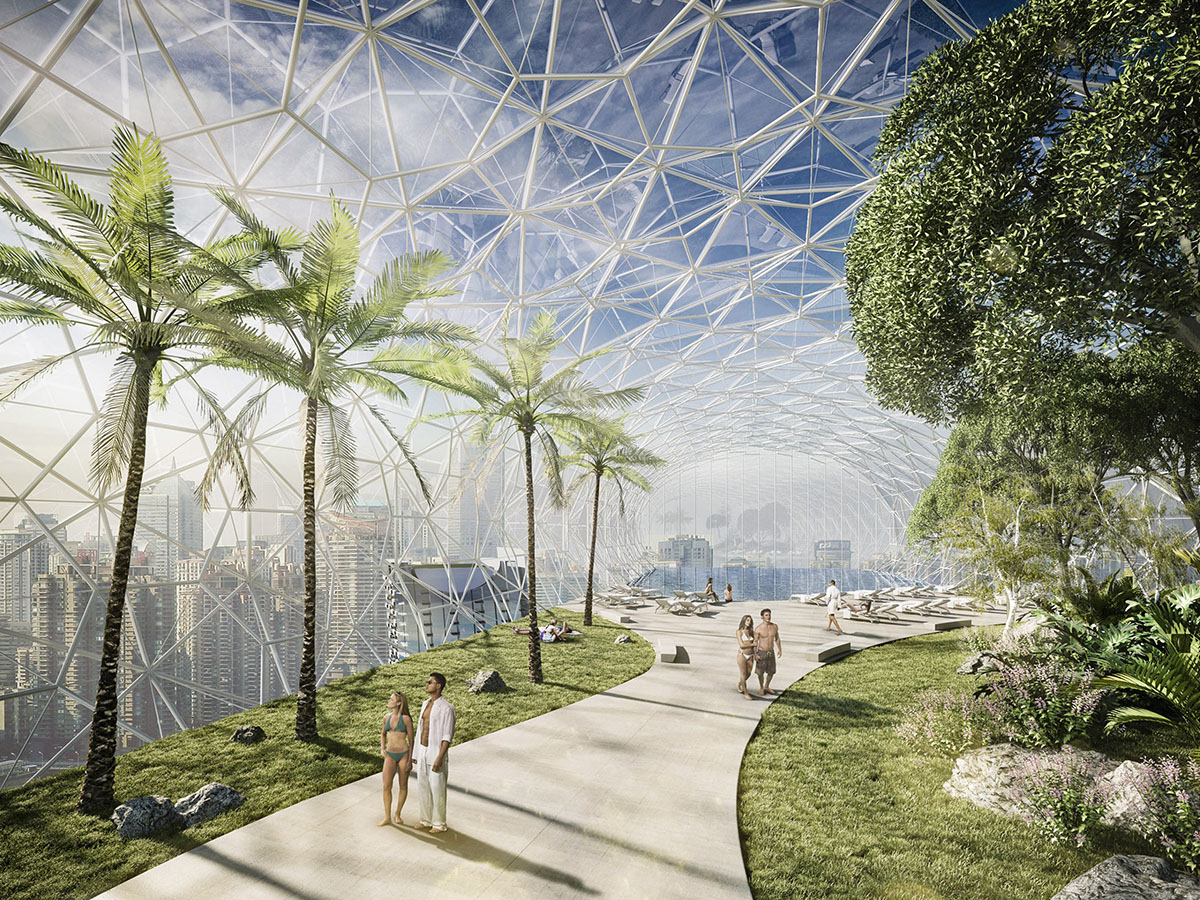 Safdie Architects' main structure of a giant sky bridge linking Raffles City Towers appears in China